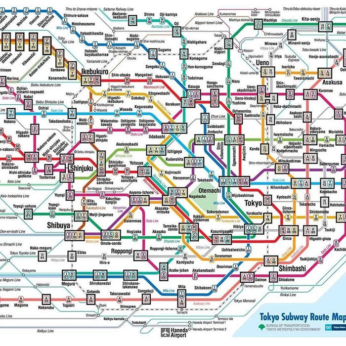 Cách xem bản đồ tàu điện ngầm ở Tokyo chính xác nhất. Nguồn: japan_and_japanese
