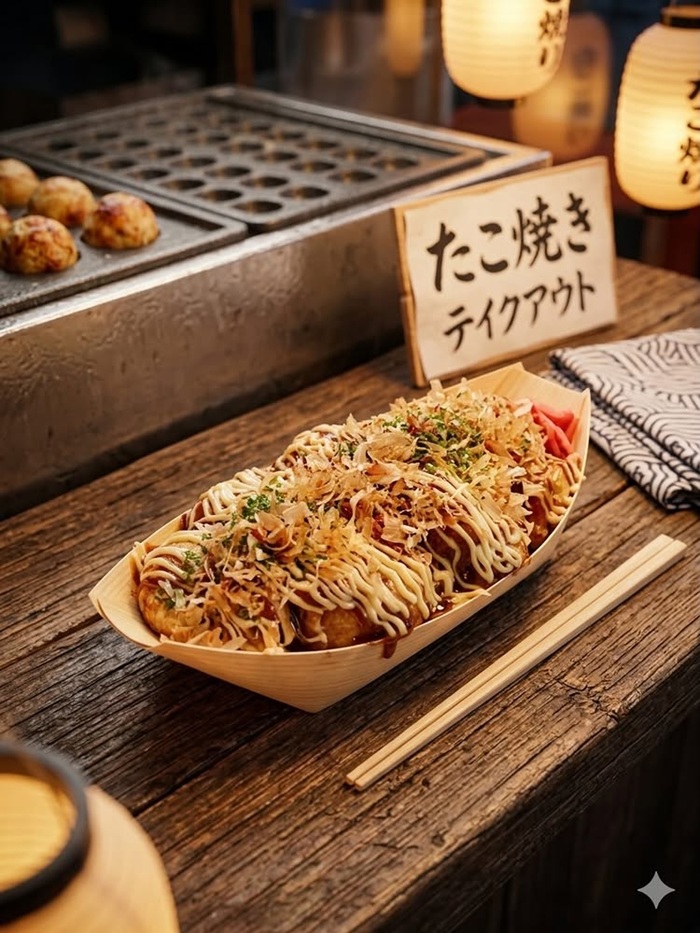Thưởng thức món Takoyaki - bạch tuộc nướng nổi tiếng tại phố Namba. Nguồn: takosen_honpo